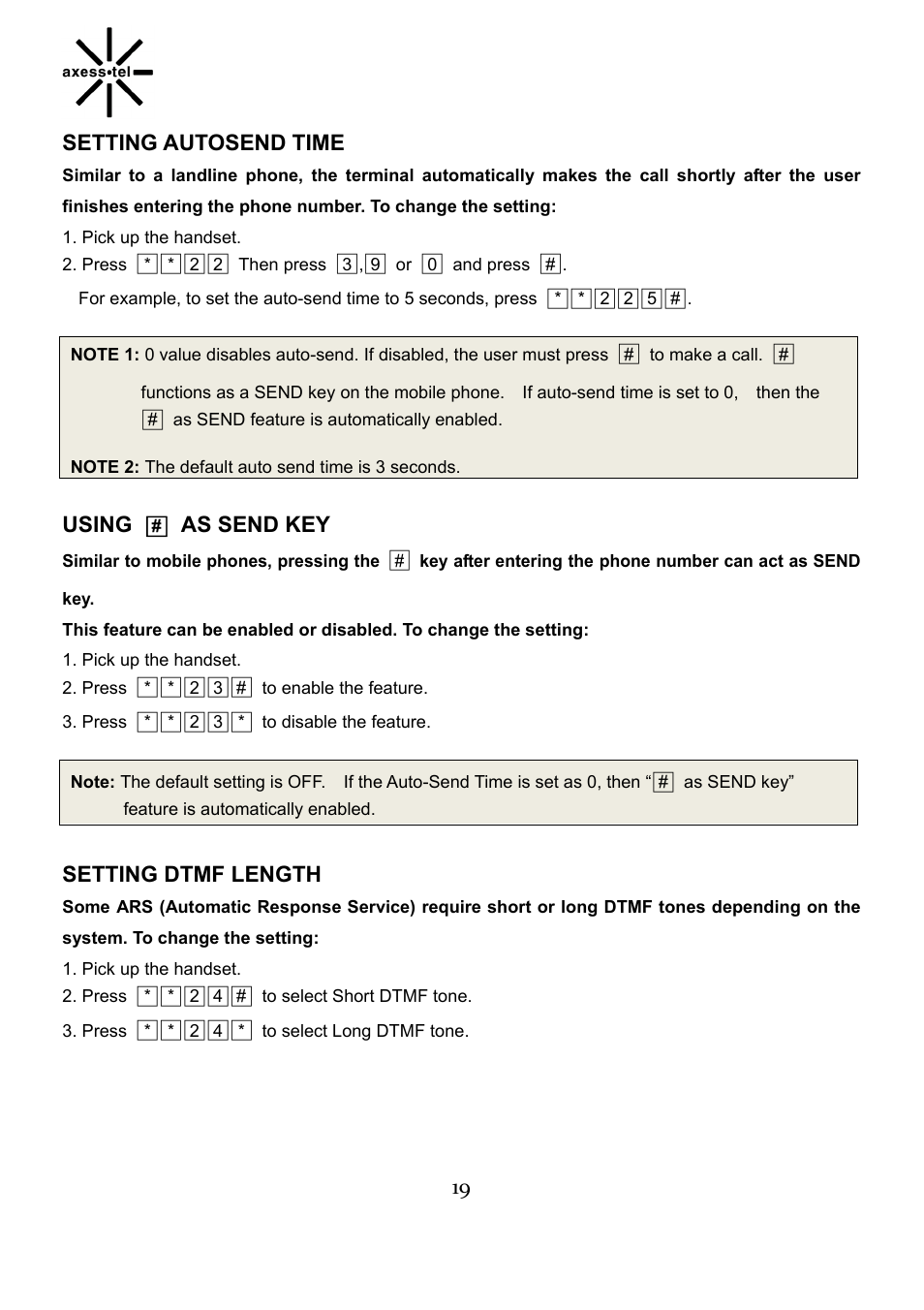 Axesstel TX240G User Manual | Page 19 / 28