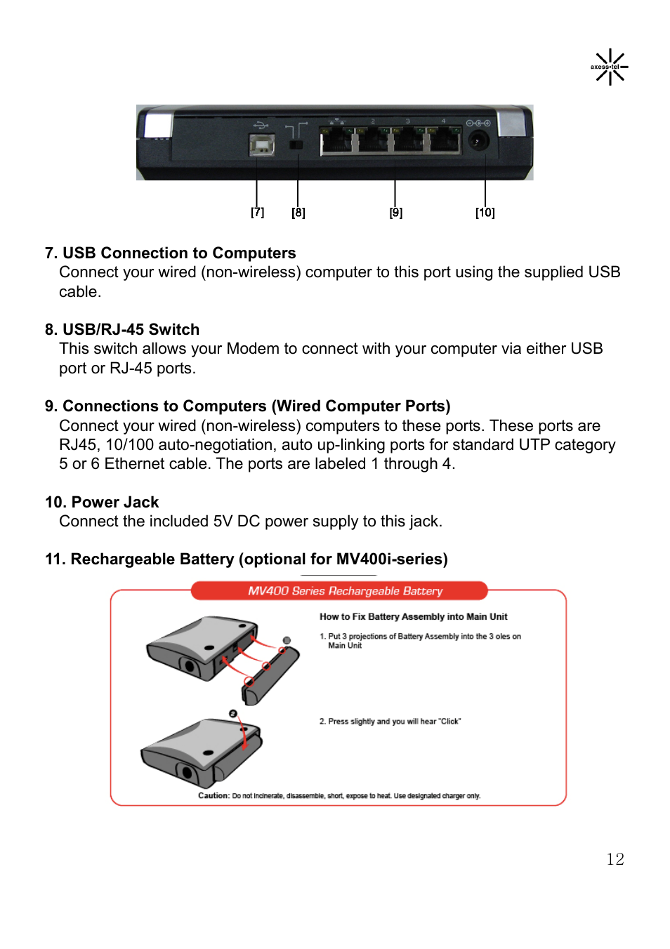 Axesstel MV400 User Manual | Page 13 / 58