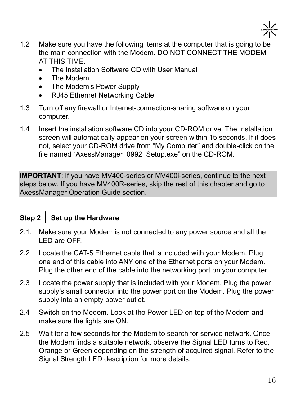 Axesstel MV400 User Manual | Page 17 / 58