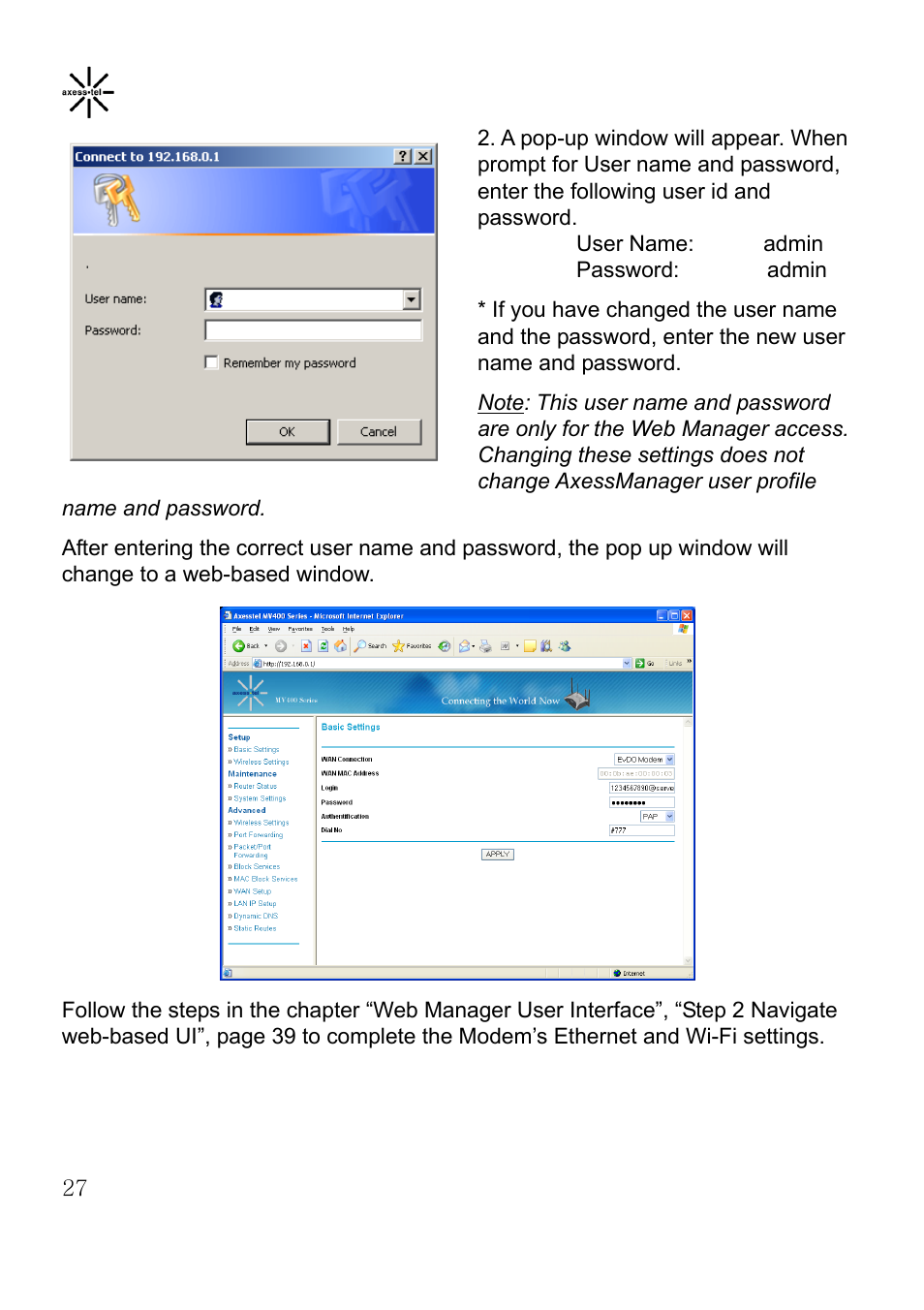 Axesstel MV400 User Manual | Page 28 / 58