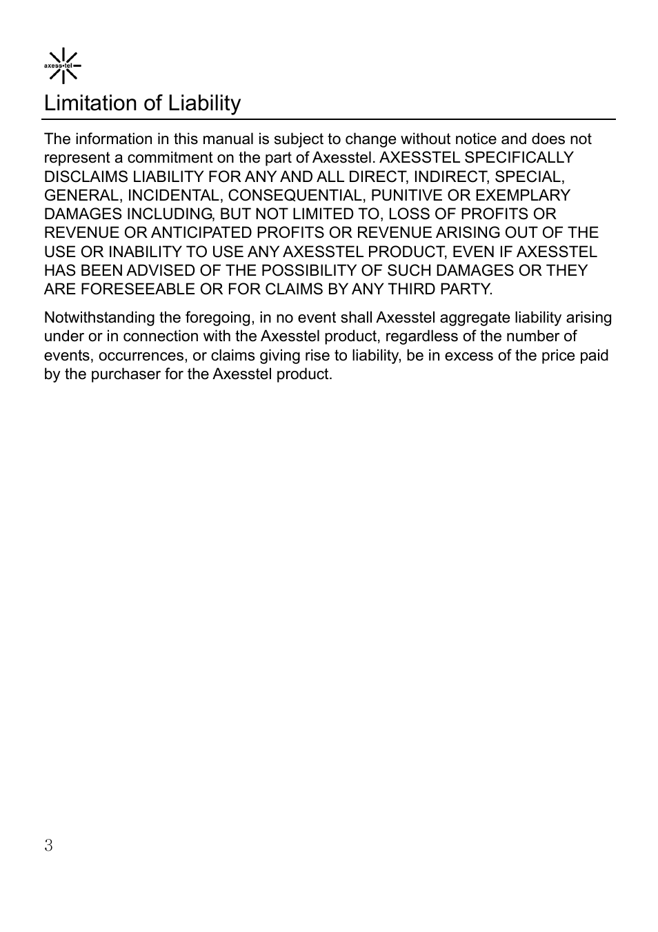 Limitation of liability | Axesstel MV400 User Manual | Page 4 / 58