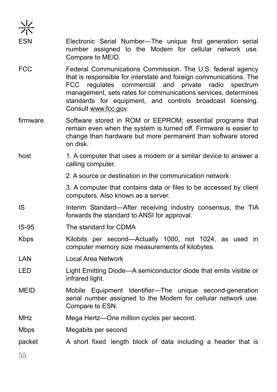Axesstel MV400 User Manual | Page 56 / 58