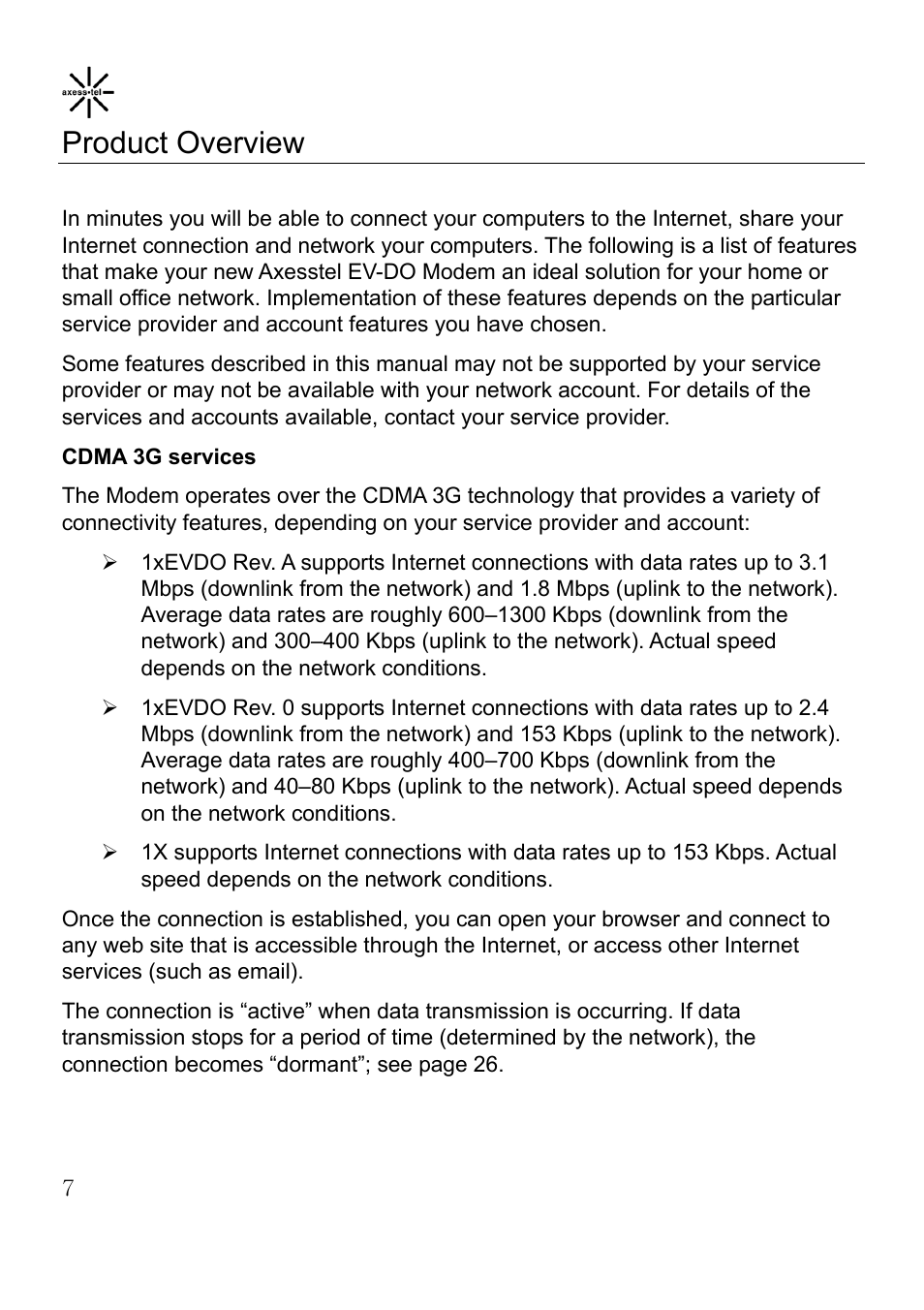 Product overview | Axesstel MV400 User Manual | Page 8 / 58