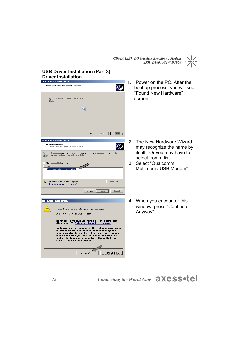Axesstel AXW-D1900 User Manual | Page 15 / 26