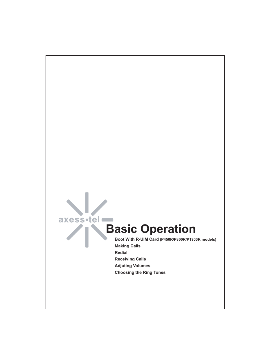 Basic operation | Axesstel P1900B User Manual | Page 13 / 43