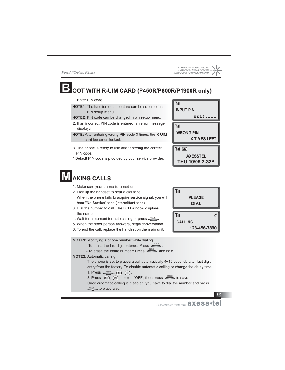 Aking calls | Axesstel P1900B User Manual | Page 14 / 43