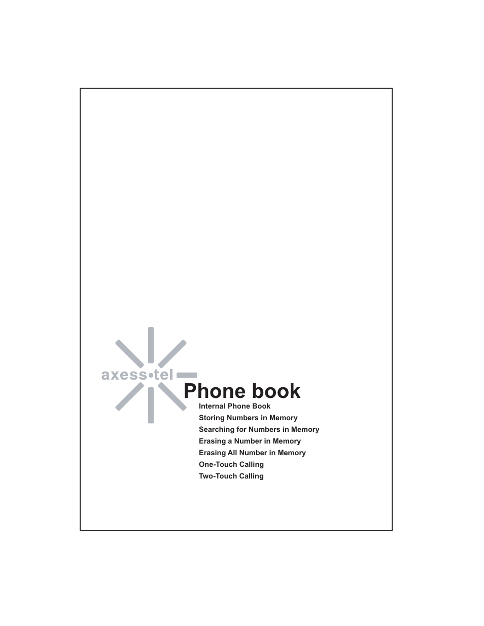 Phone book | Axesstel P1900B User Manual | Page 17 / 43