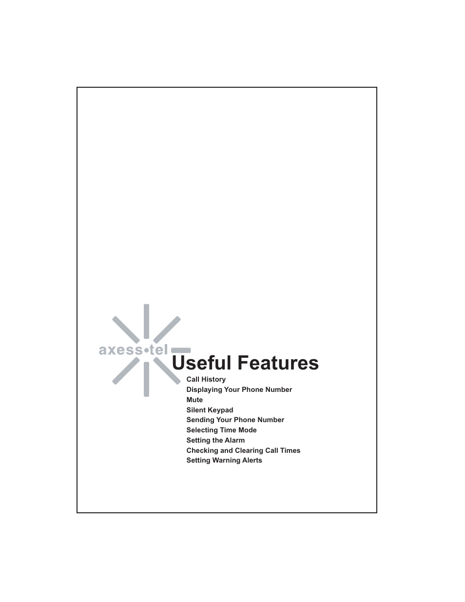 Useful features | Axesstel P1900B User Manual | Page 23 / 43