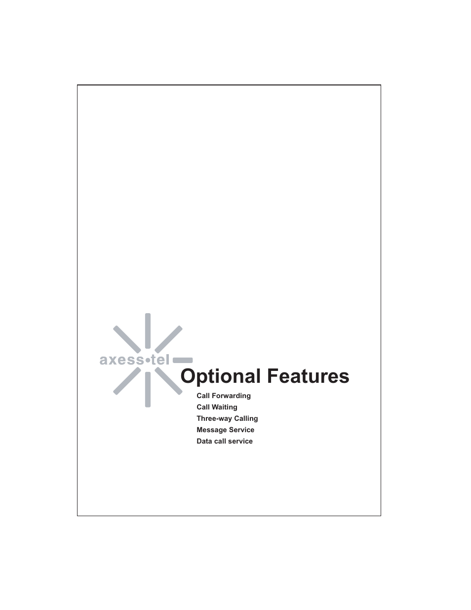Optional features | Axesstel P1900B User Manual | Page 36 / 43