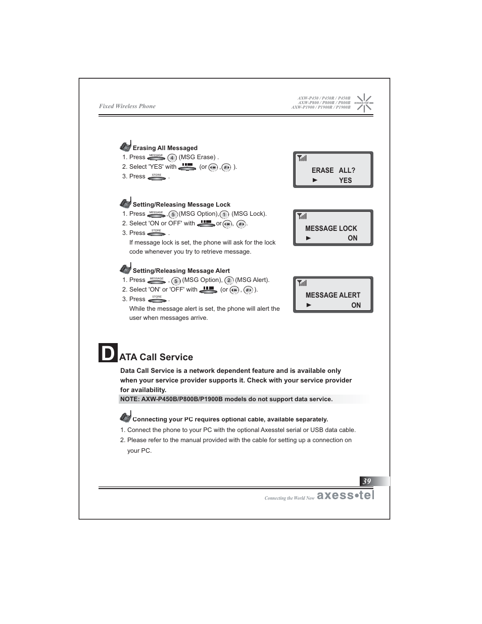 Ata call service | Axesstel P1900B User Manual | Page 40 / 43