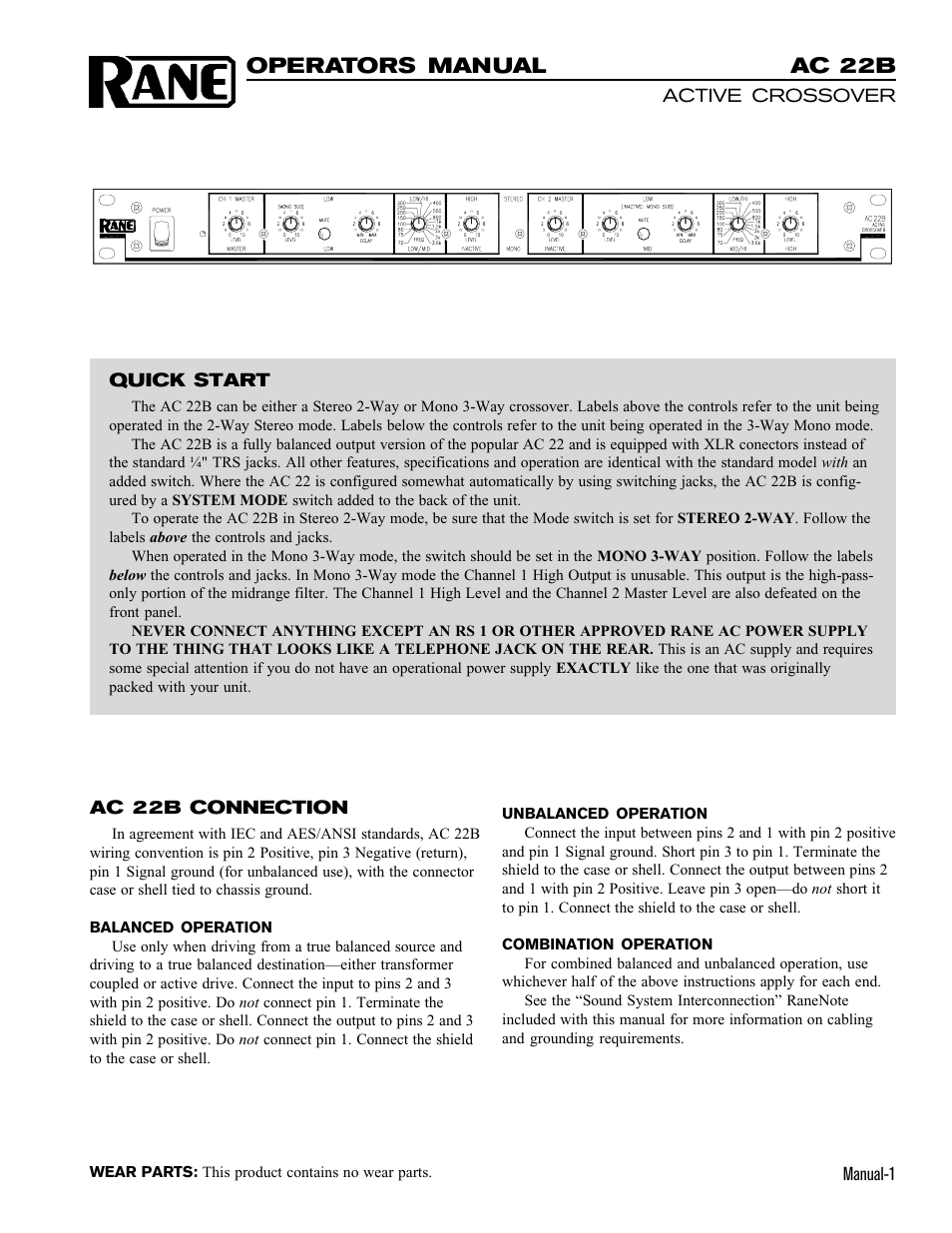 Rane AC 22B (1998 version) User Manual | 13 pages