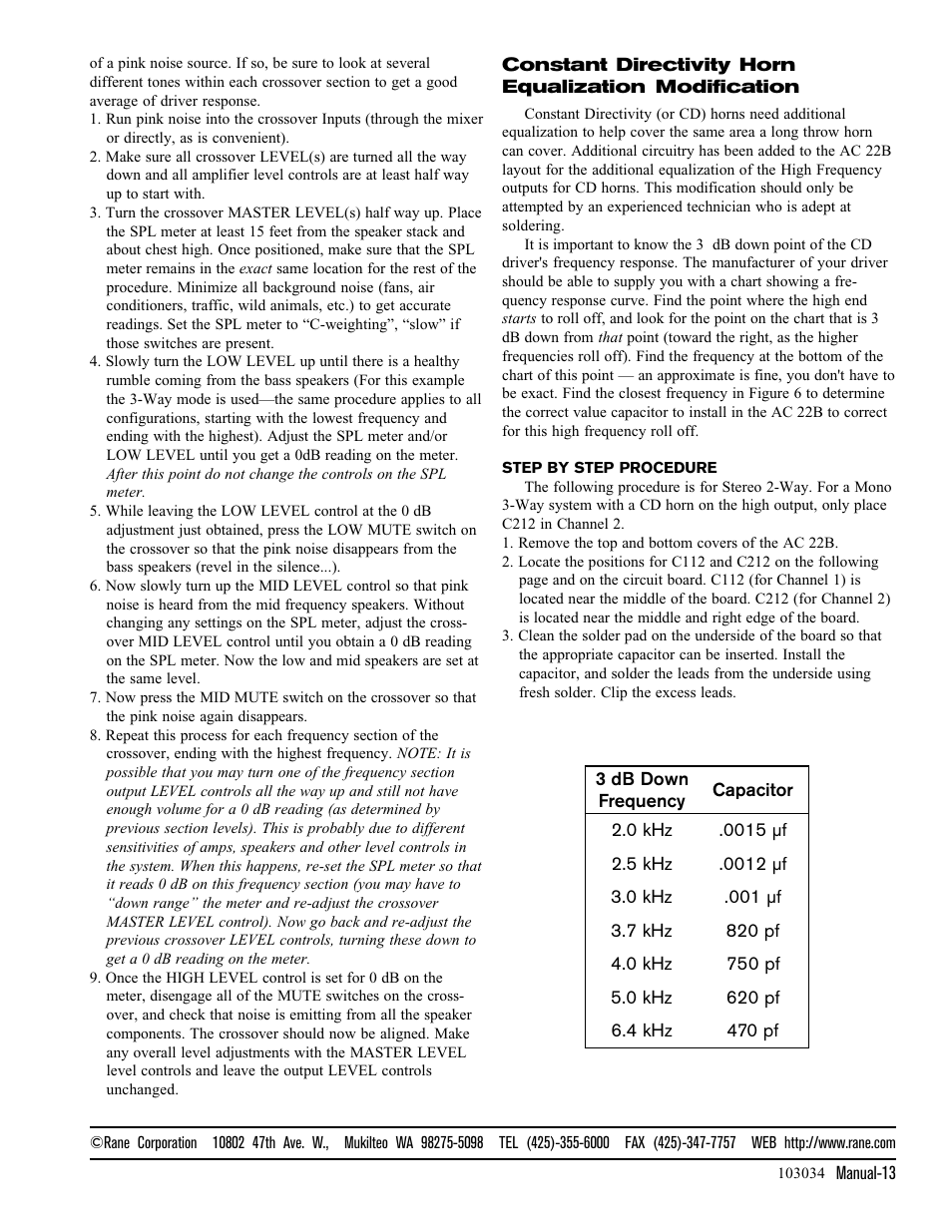 Rane AC 22B (1998 version) User Manual | Page 13 / 13