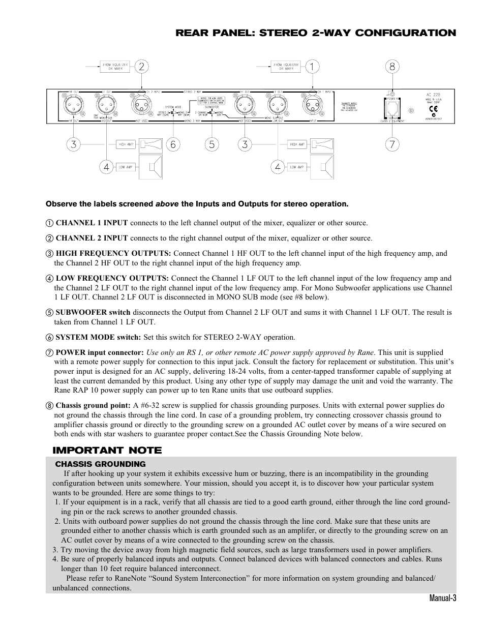 Rane AC 22B (1998 version) User Manual | Page 3 / 13