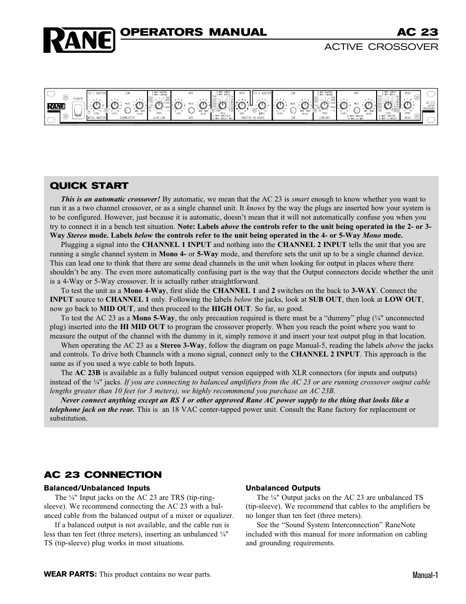 Rane AC 23 (1993 version) User Manual | 18 pages