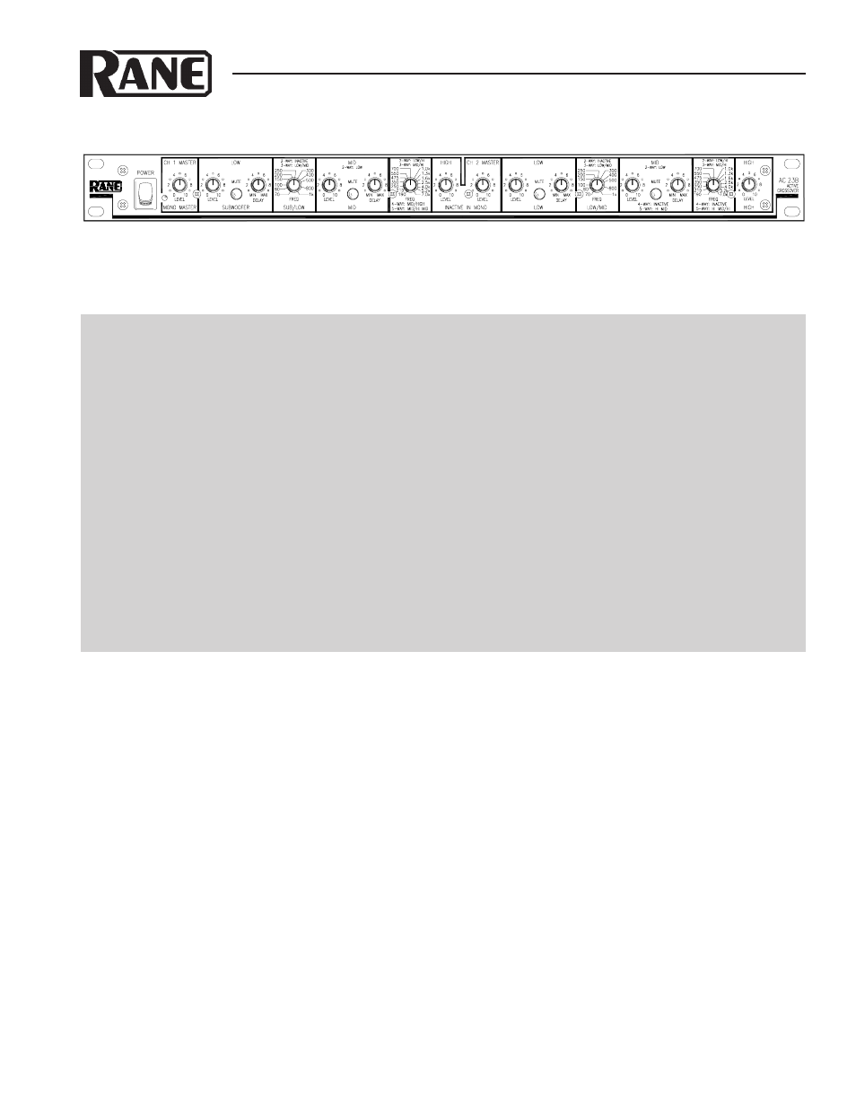 Rane AC 23B (1998 version) User Manual | 18 pages