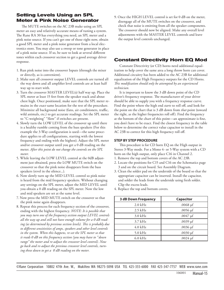 Rane AC 23B (2003 version) User Manual | Page 17 / 17