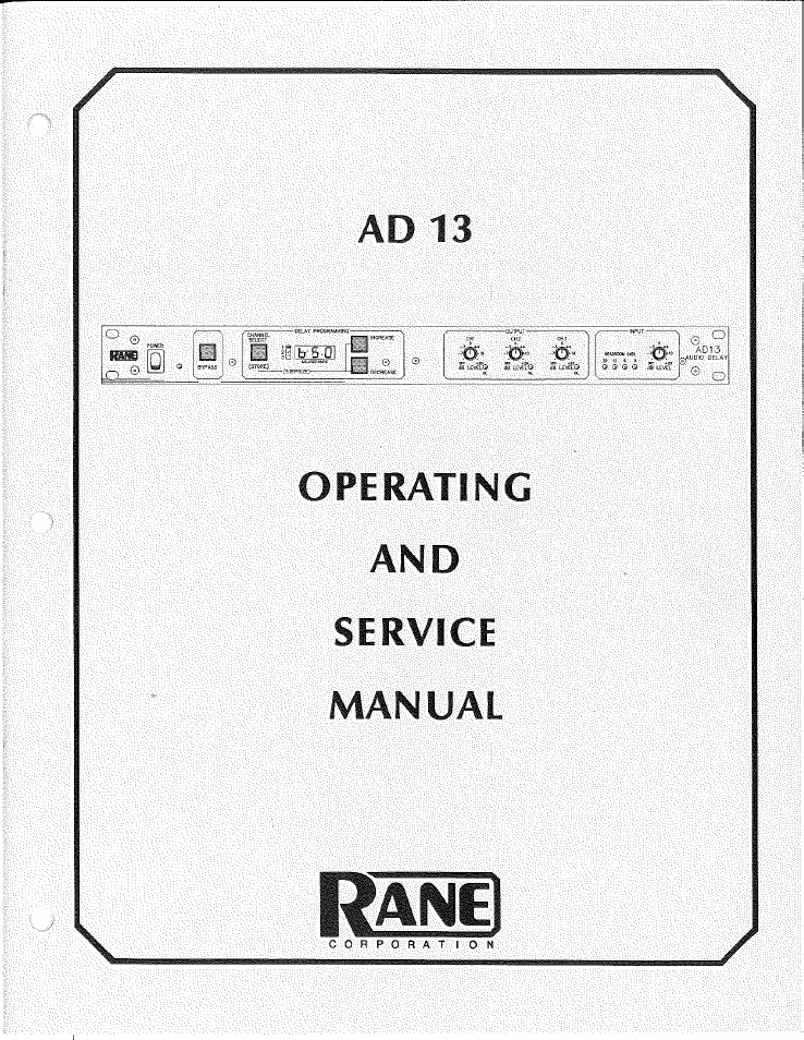 Rane AD 13 User Manual | 13 pages