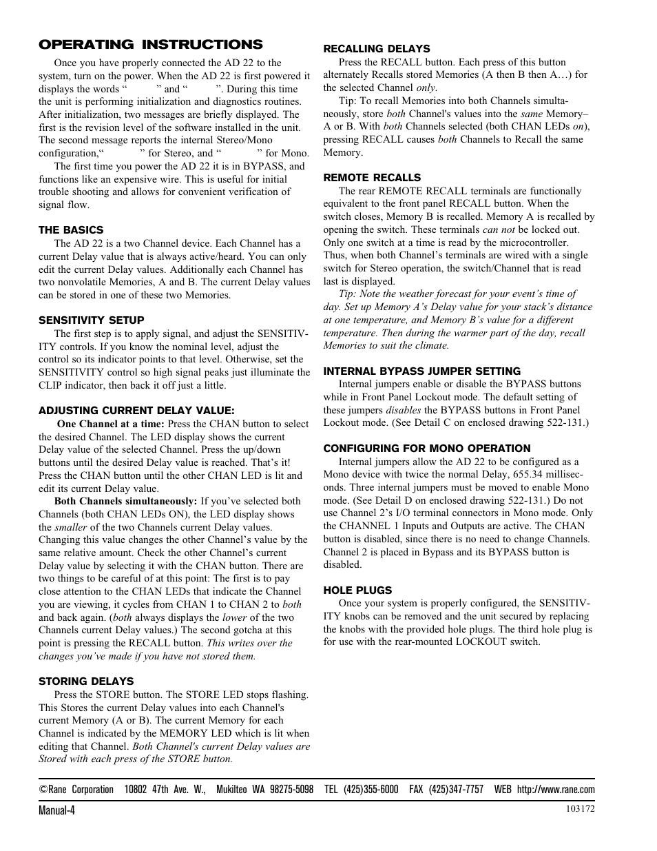 Rane AD 22 User Manual | Page 4 / 4