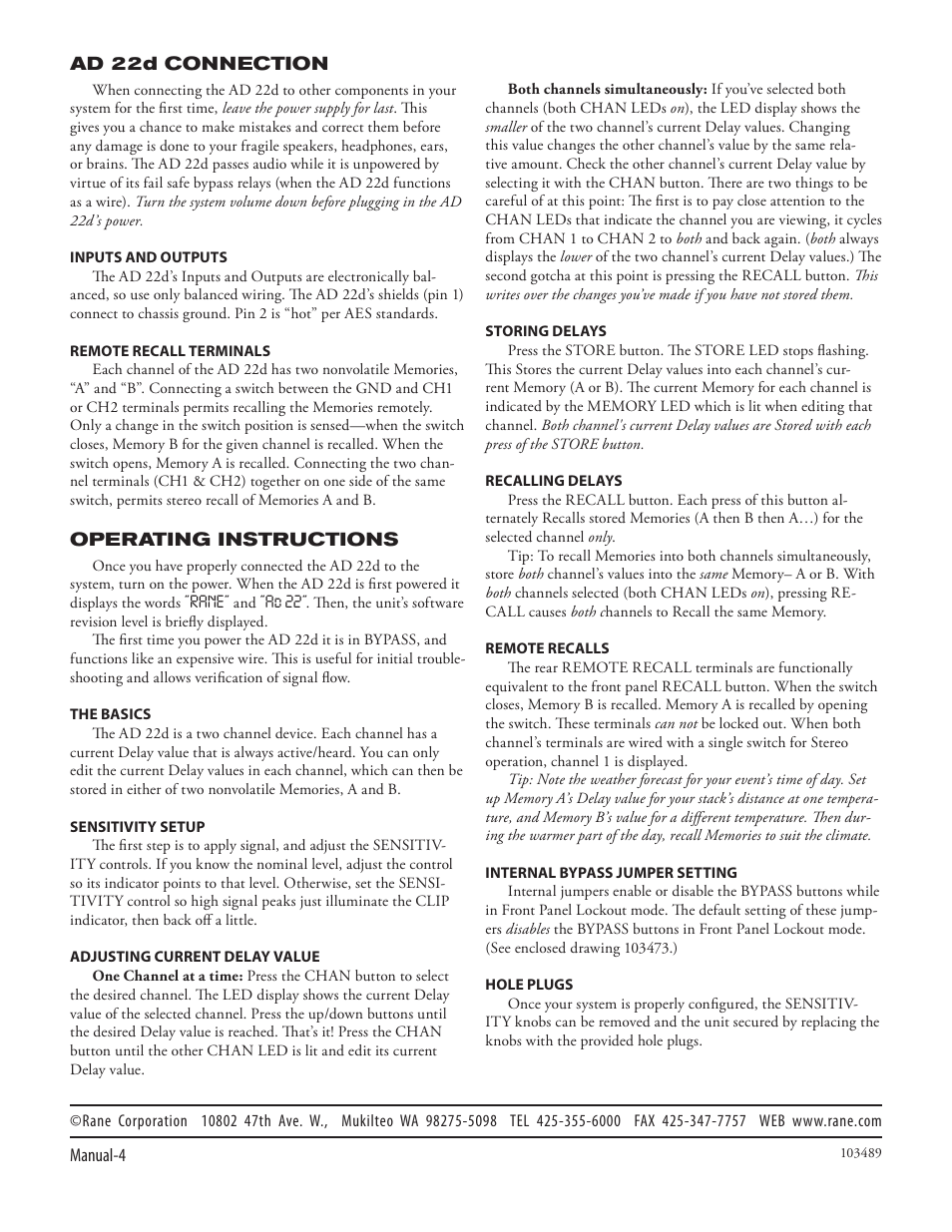 Rane AD 22D User Manual | Page 6 / 6