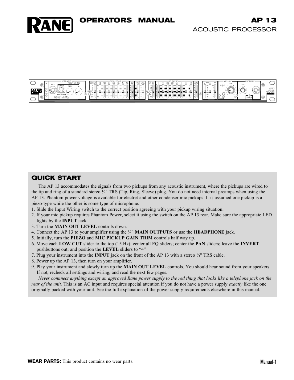 Operators manual ap 13 | Rane AP 13 User Manual | Page 3 / 6