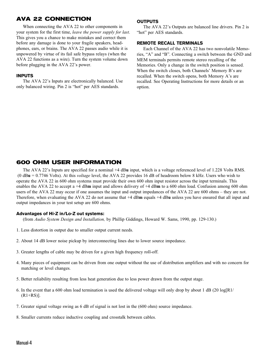 Rane AVA 22 1995 version User Manual | Page 4 / 6