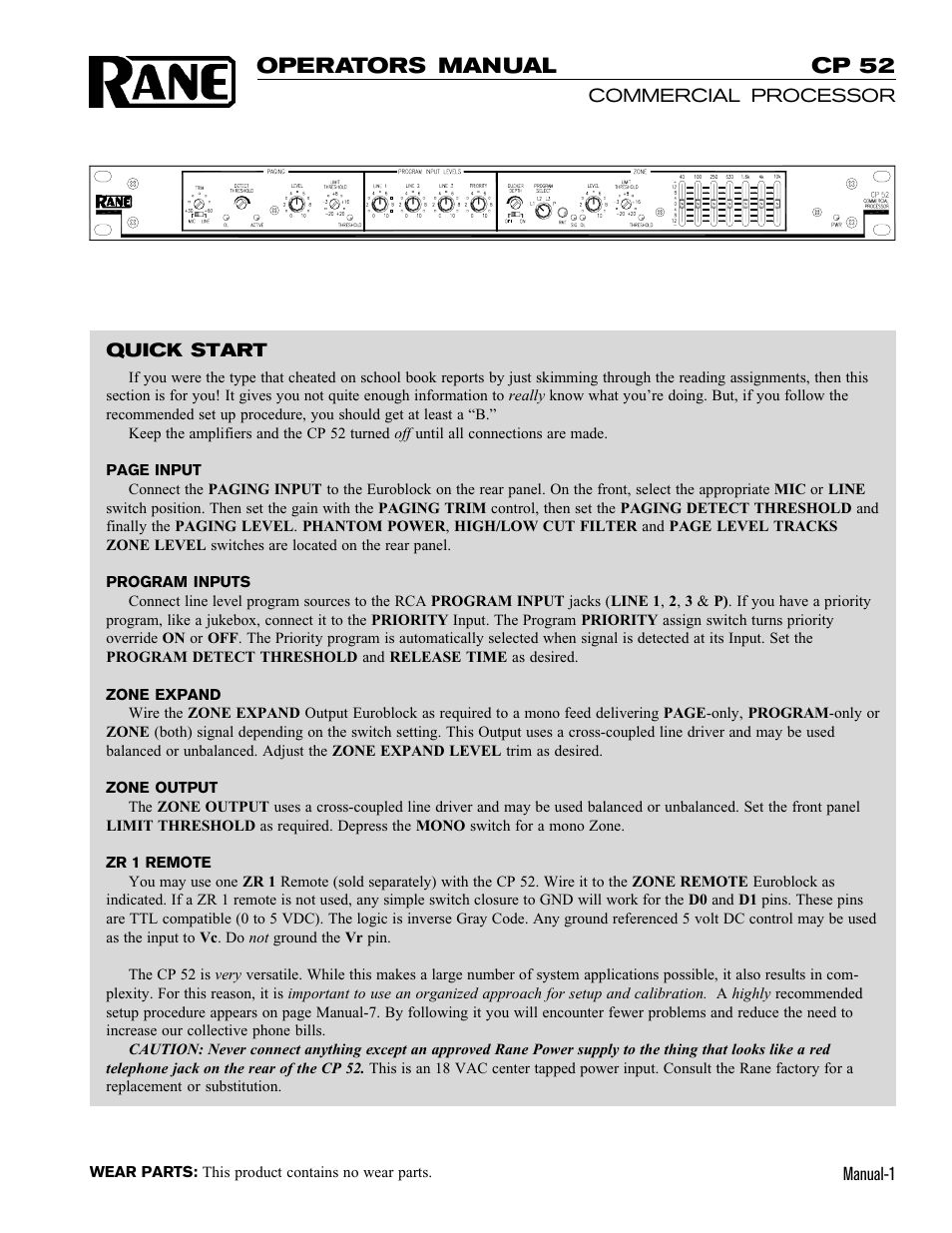 Rane CP 52 1997 version User Manual | 7 pages