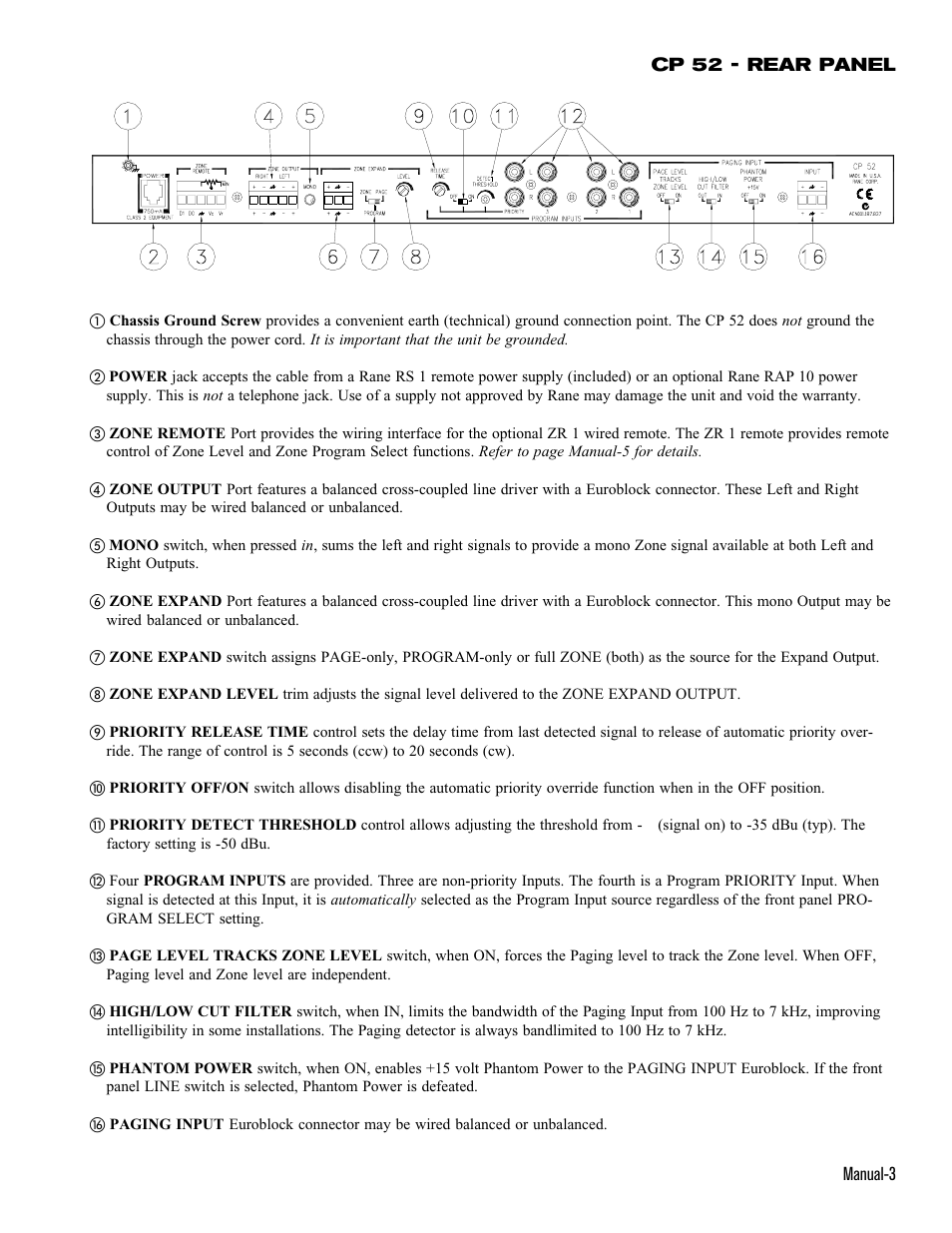 Rane CP 52 1997 version User Manual | Page 3 / 7