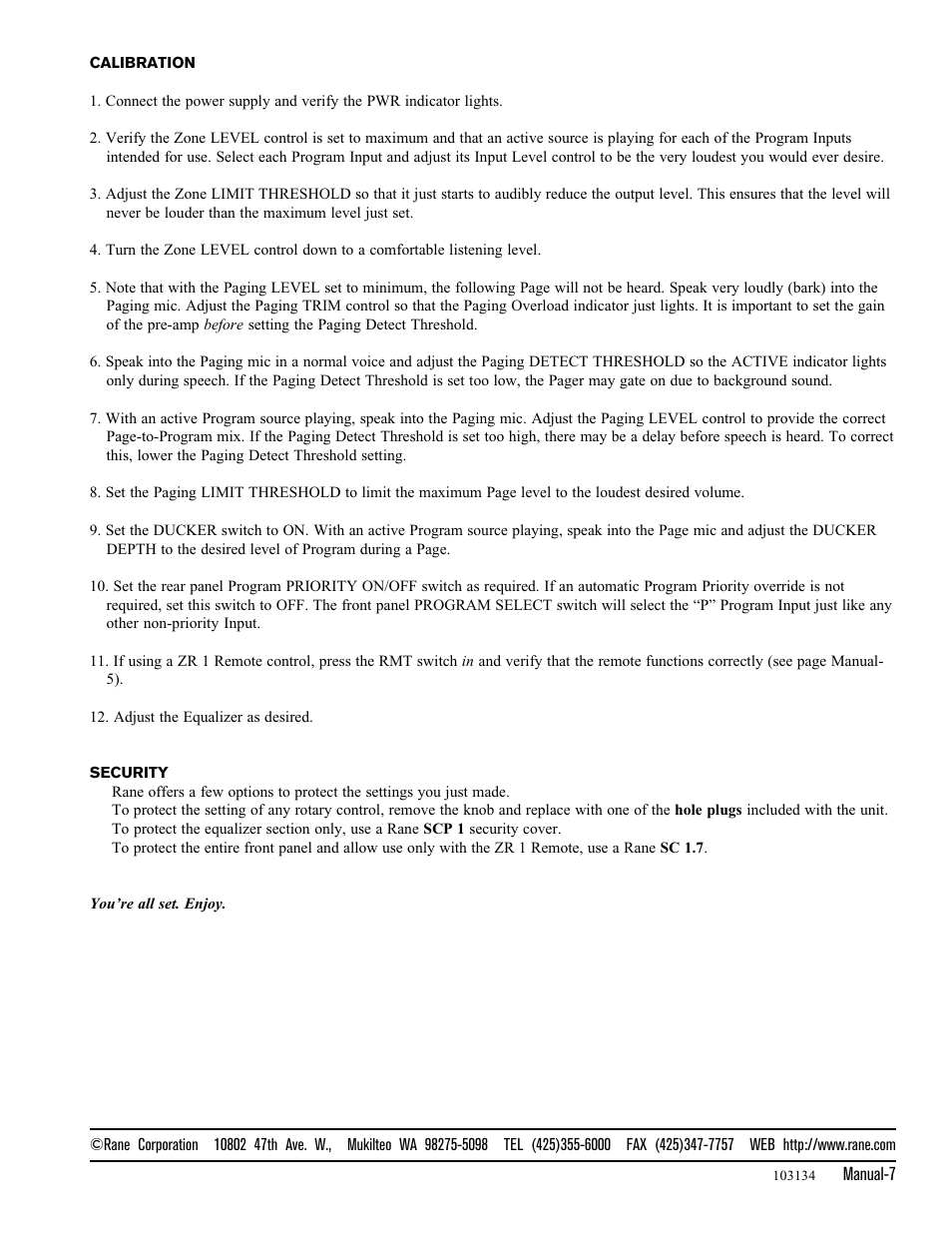 Rane CP 52 1997 version User Manual | Page 7 / 7