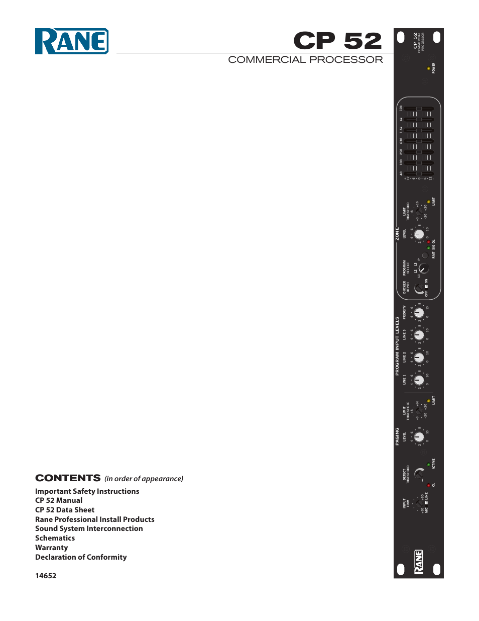 Rane CP 52 2003 version User Manual | 8 pages