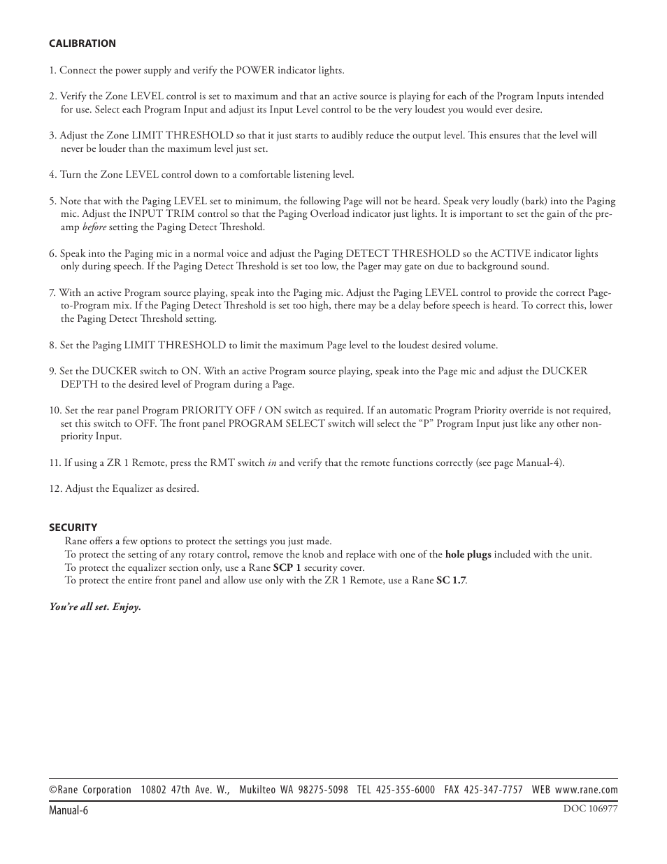 Rane CP 52 2003 version User Manual | Page 8 / 8