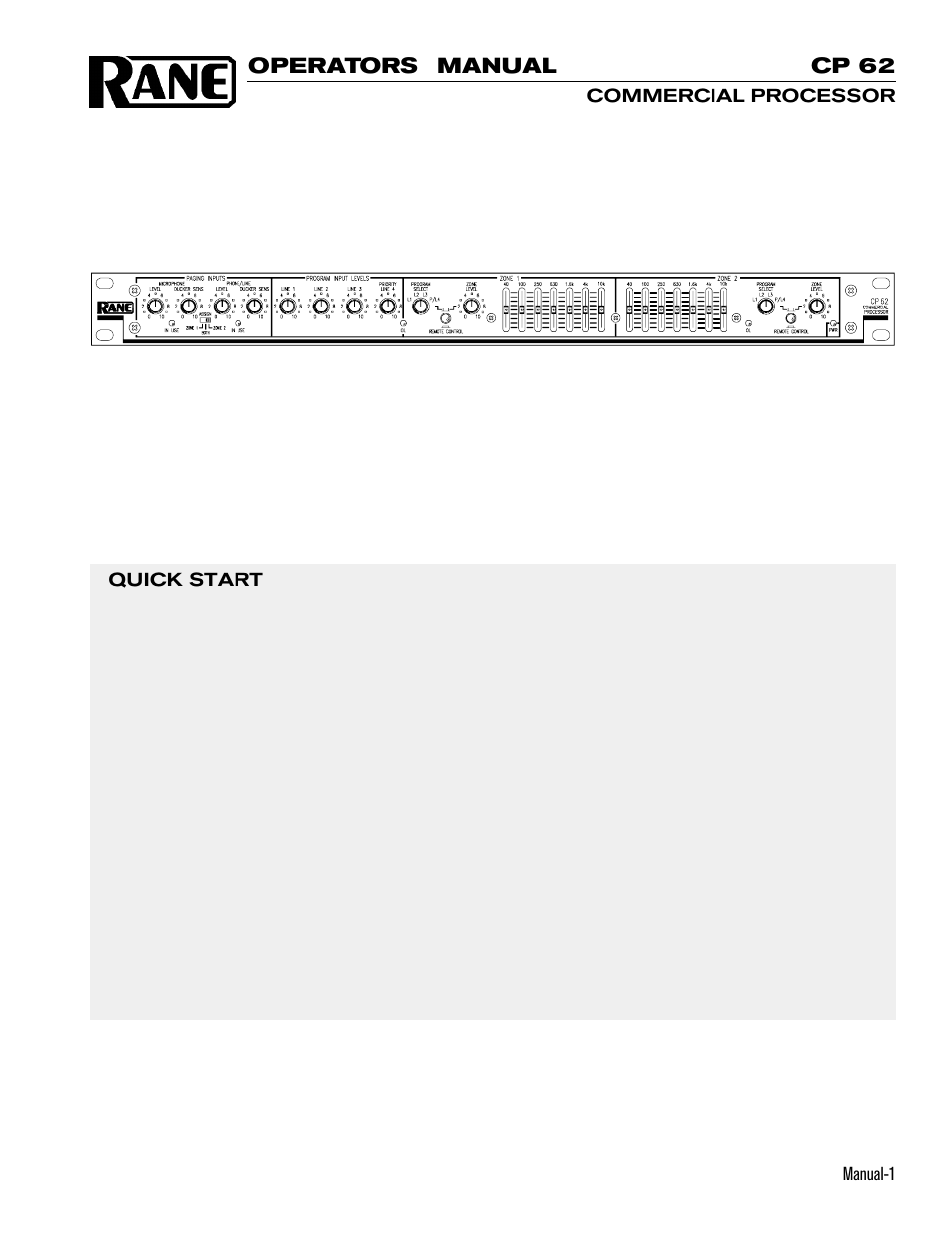 Rane CP 62 User Manual | 8 pages