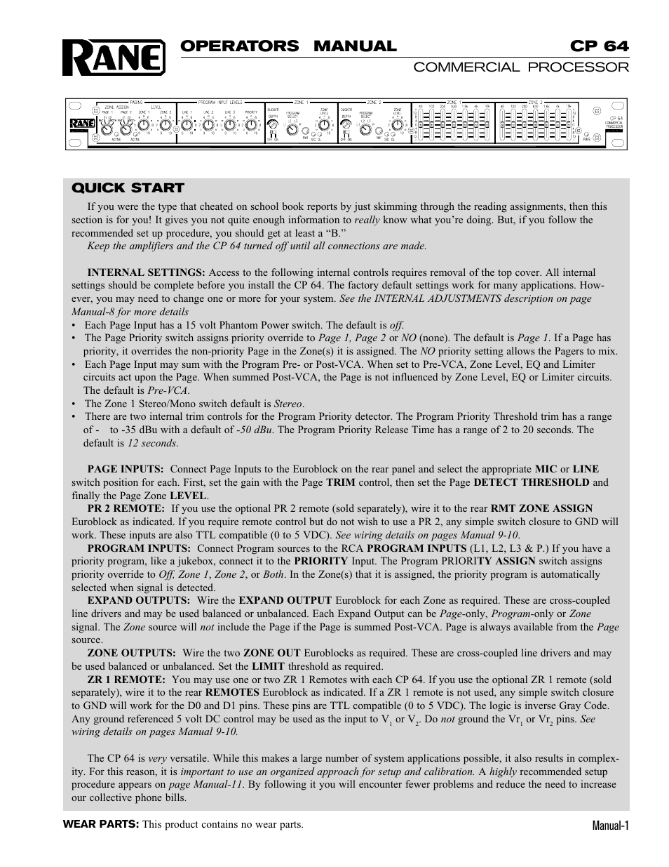 Rane CP 64 (1999-2004 version) User Manual | 12 pages