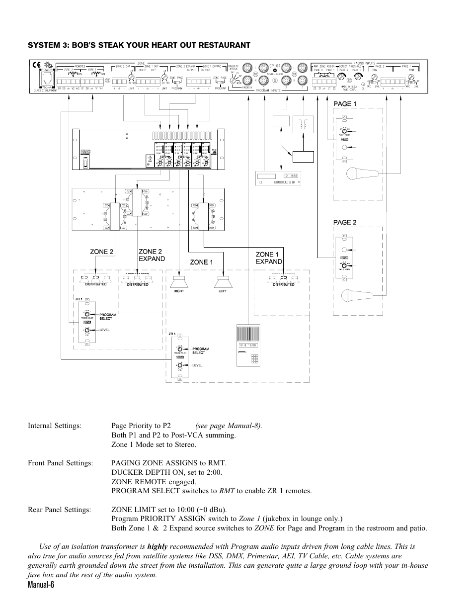 Manual-6, Patio room dining dining, Lounge restrooms offices | Reception station | Rane CP 64 (1999-2004 version) User Manual | Page 6 / 12