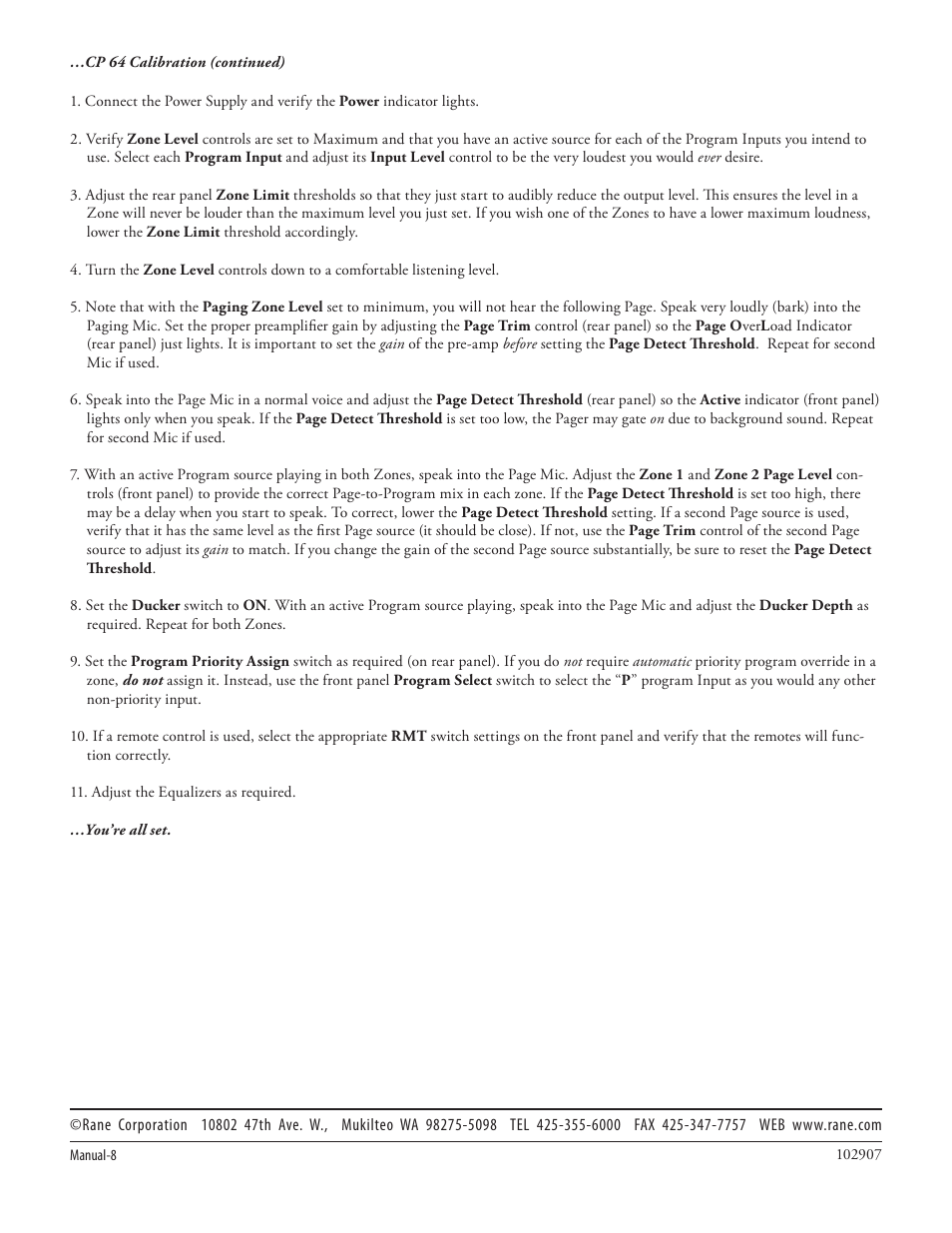 Rane CP 64 (2004-2006 version) User Manual | Page 10 / 10