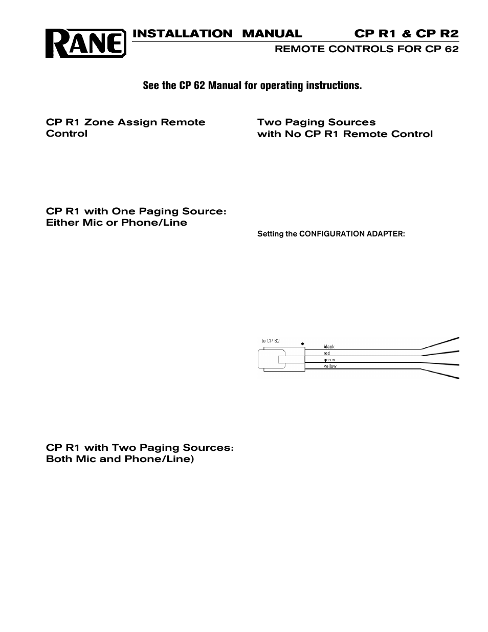 Rane CPR 2 User Manual | 4 pages