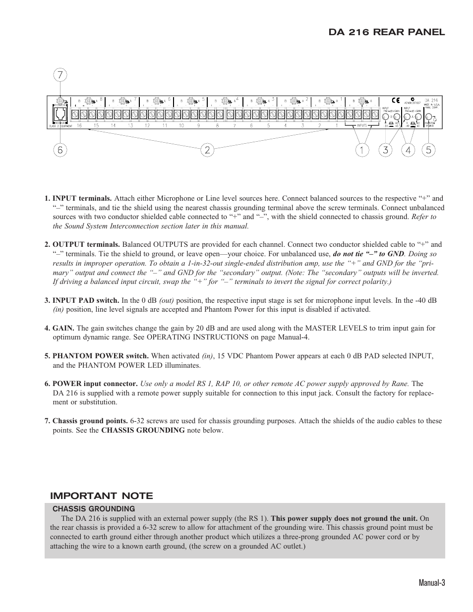 Rane DA 216 (1996 version) User Manual | Page 3 / 4