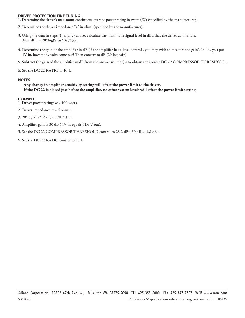 Rane DC 22 (2003 version) User Manual | Page 8 / 8