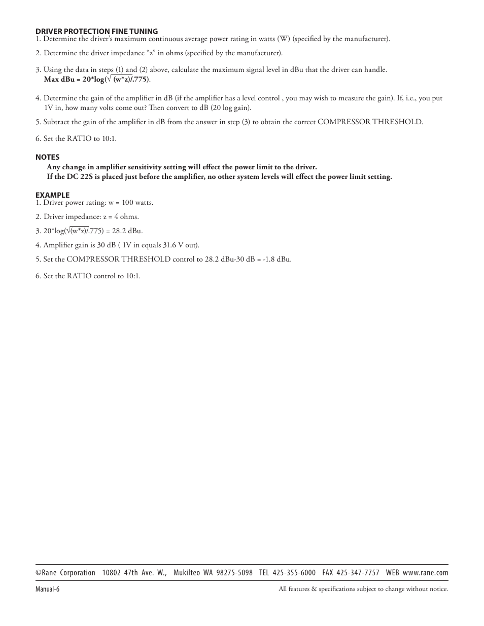 Rane DC 22S (2009 version) User Manual | Page 8 / 8