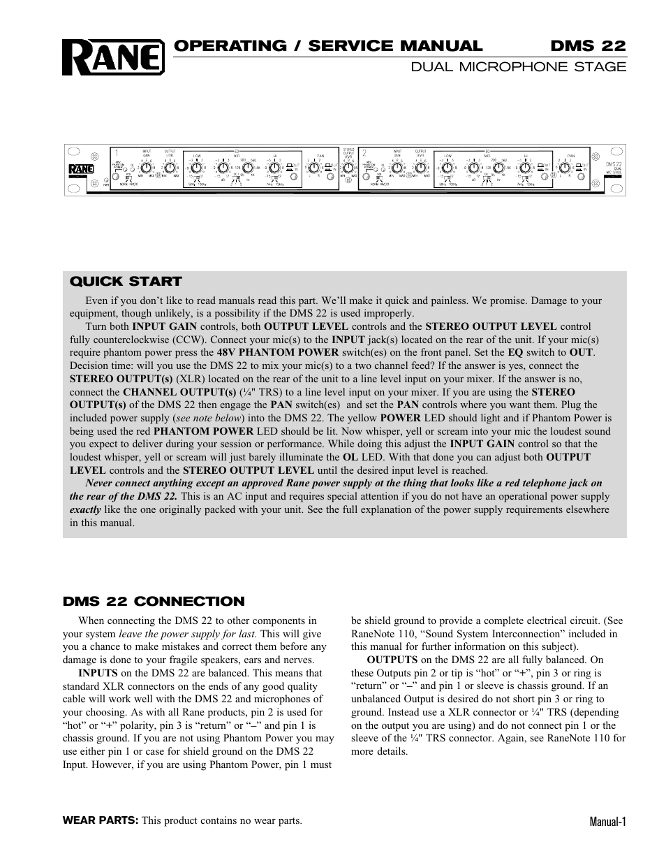 Rane DMS 22 User Manual | 4 pages