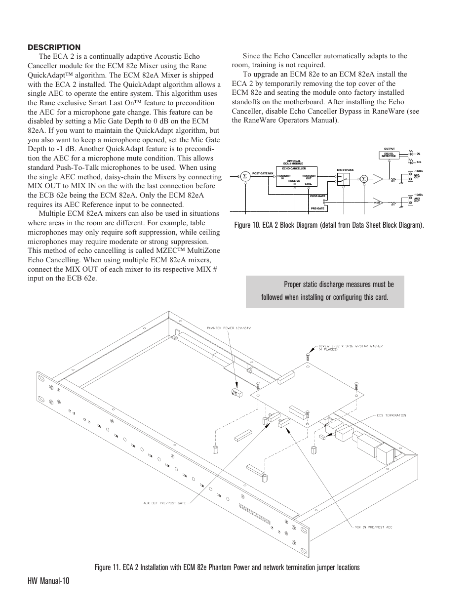 Eca 2 echo canceller module, Hw manual-10 | Rane ECS Hardware (ECB 62e and ECM 82e) User Manual | Page 10 / 14
