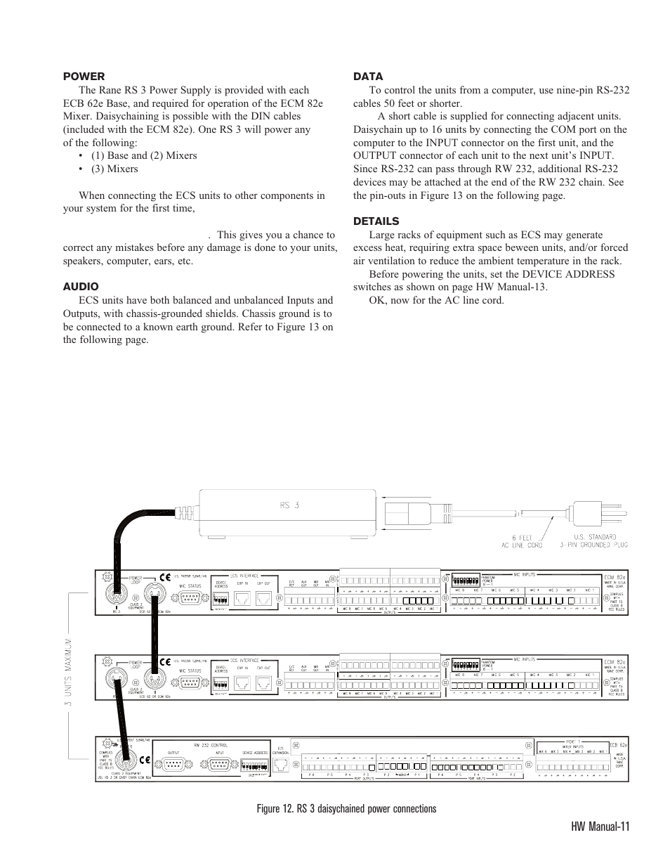 Power, audio, & data connections | Rane ECS Hardware (ECB 62e and ECM 82e) User Manual | Page 11 / 14