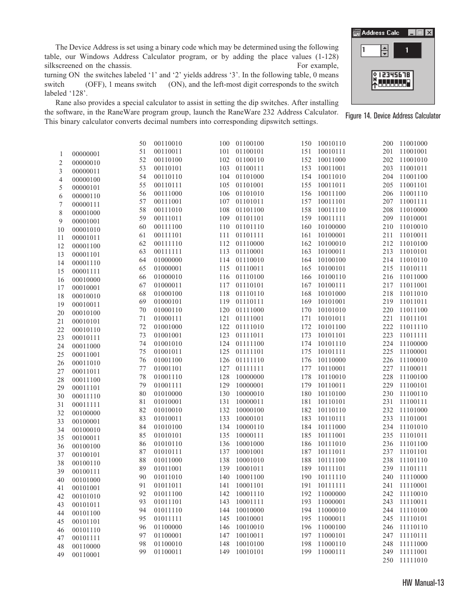 Setting the device address, Hw manual-13 | Rane ECS Hardware (ECB 62e and ECM 82e) User Manual | Page 13 / 14