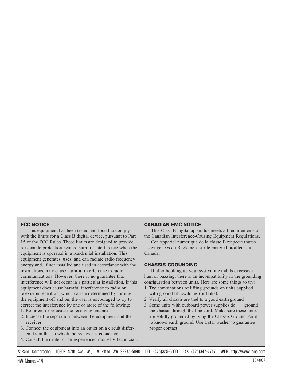 Rane ECS Hardware (ECB 62e and ECM 82e) User Manual | Page 14 / 14