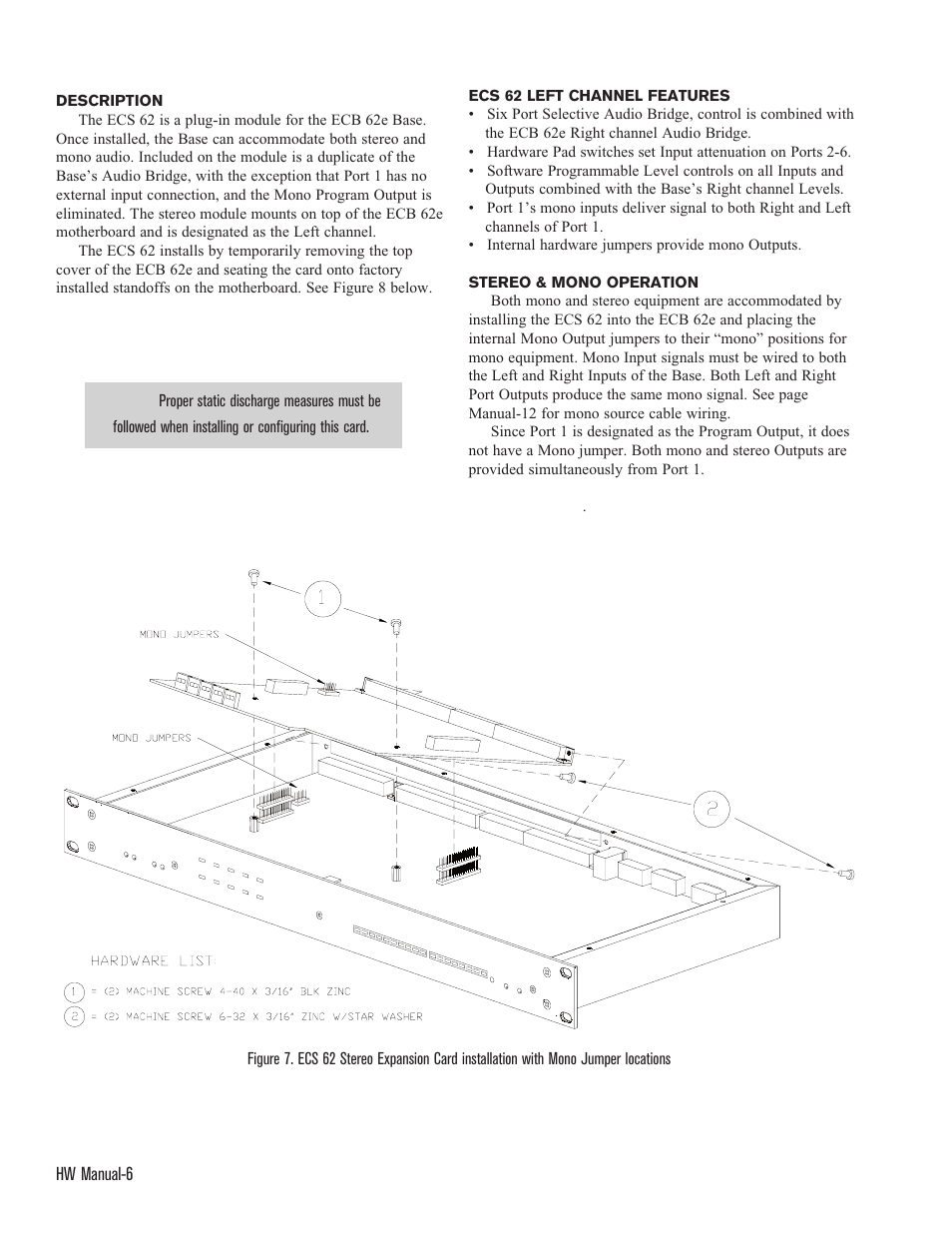 Ecs 62 stereo expansion module | Rane ECS Hardware (ECB 62e and ECM 82e) User Manual | Page 6 / 14
