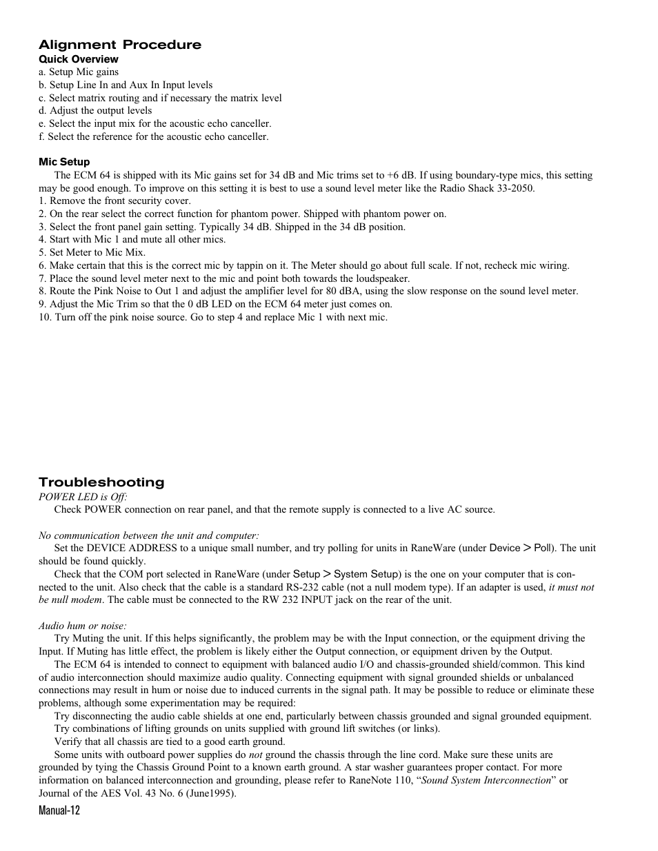 Rane ECM 64 User Manual | Page 12 / 26