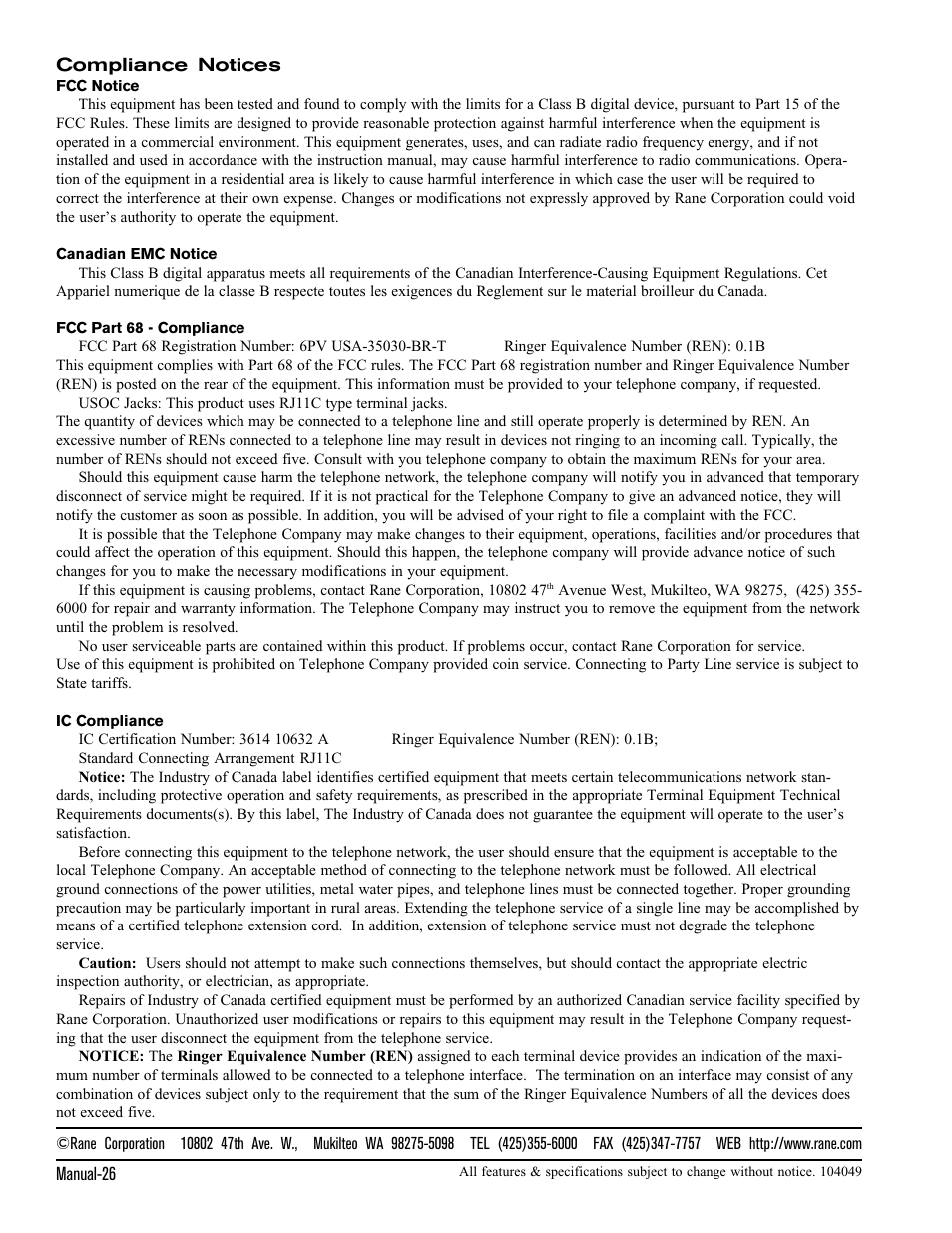 Rane ECM 64 User Manual | Page 26 / 26