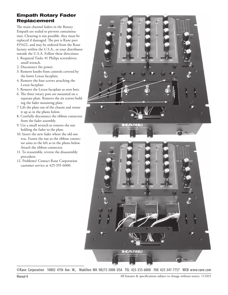 Rane Empath Rotary Mixer User Manual | Page 10 / 10