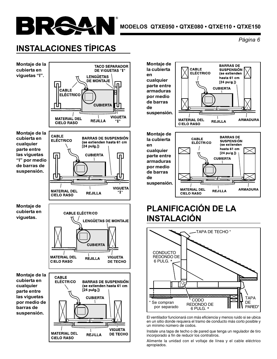 Broan QTXE150 User Manual | Page 6 / 8