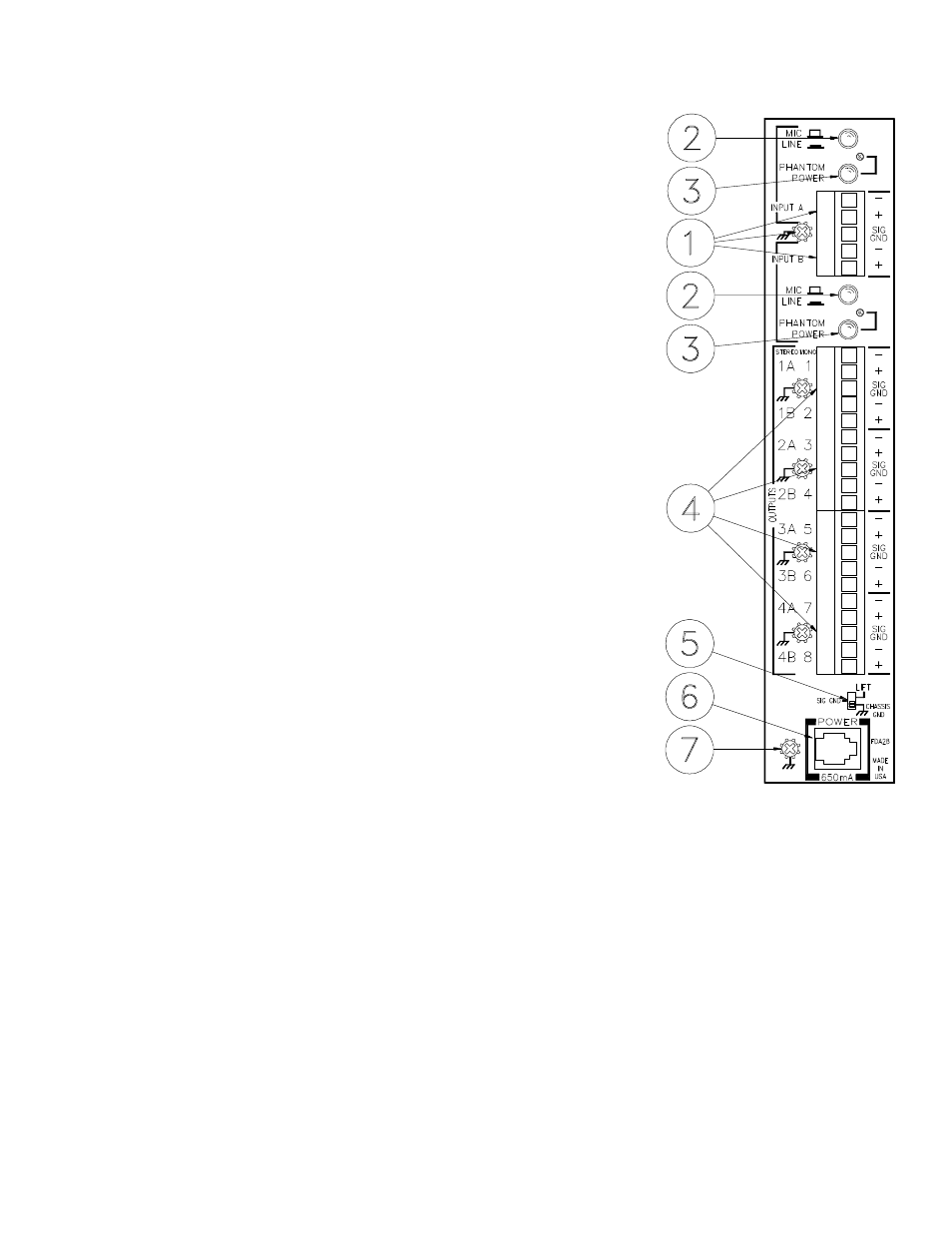 Rear panel description | Rane FDA 28 User Manual | Page 3 / 4