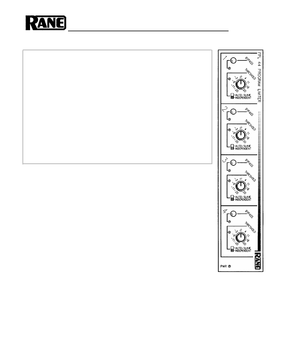 Rane FPL 44 User Manual | 4 pages